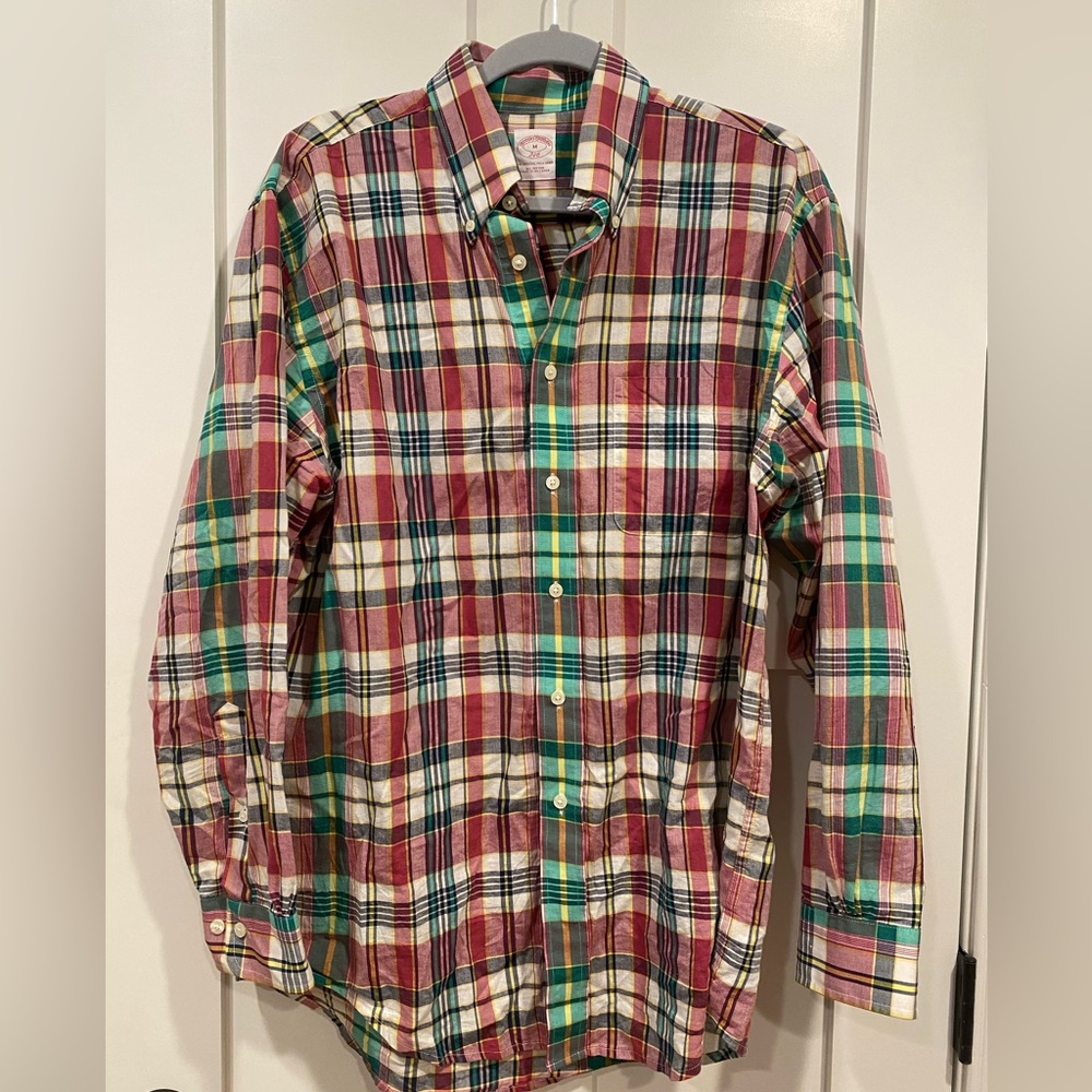 Brooks Brothers red and green flannel print button down. Medium.